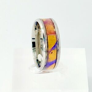 Colorful Inlay Silver Ring size 11 #005